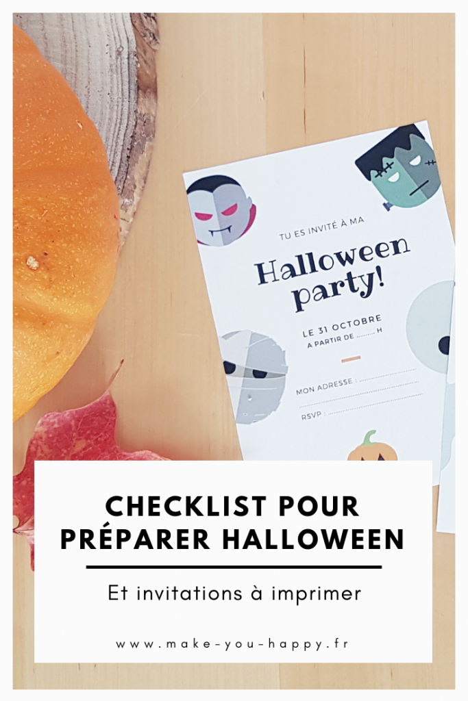 Mini checklist pour préparer Halloween et invitations à imprimer