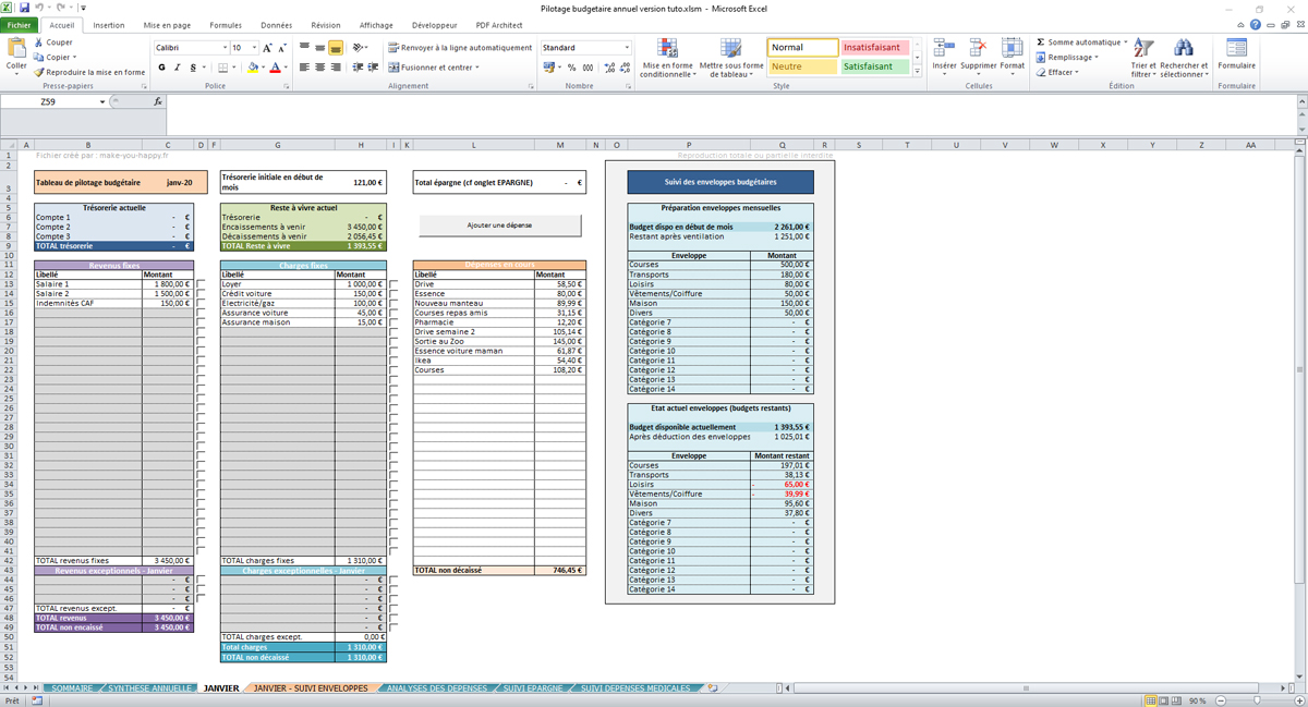 Mon tableau Excel de gestion de budget complet et automatisé - Version annuelle