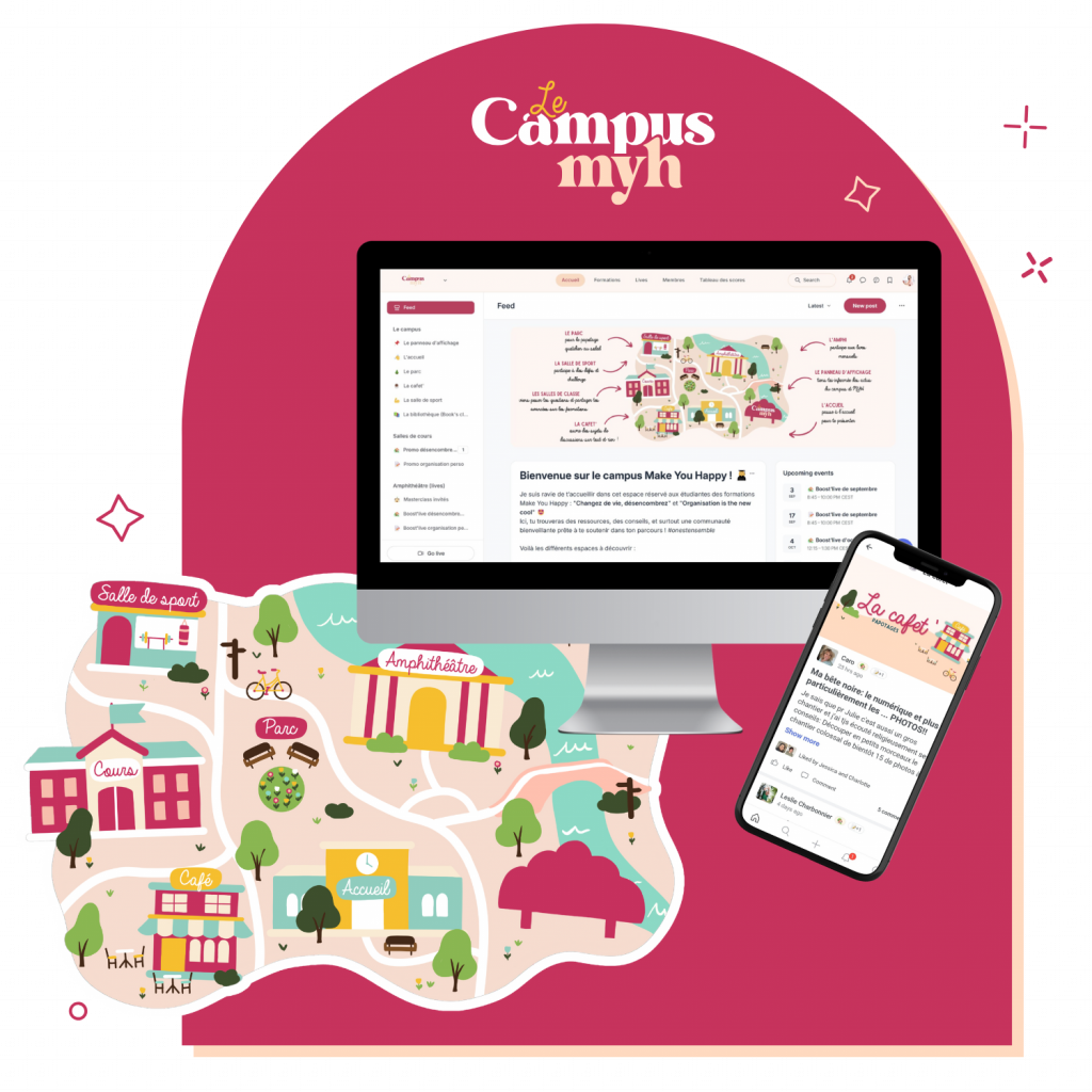 L'espace communautaire des personnes qui suivent les formations Make You Happy