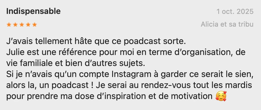 podcast conseils organisation vie de famille avis
