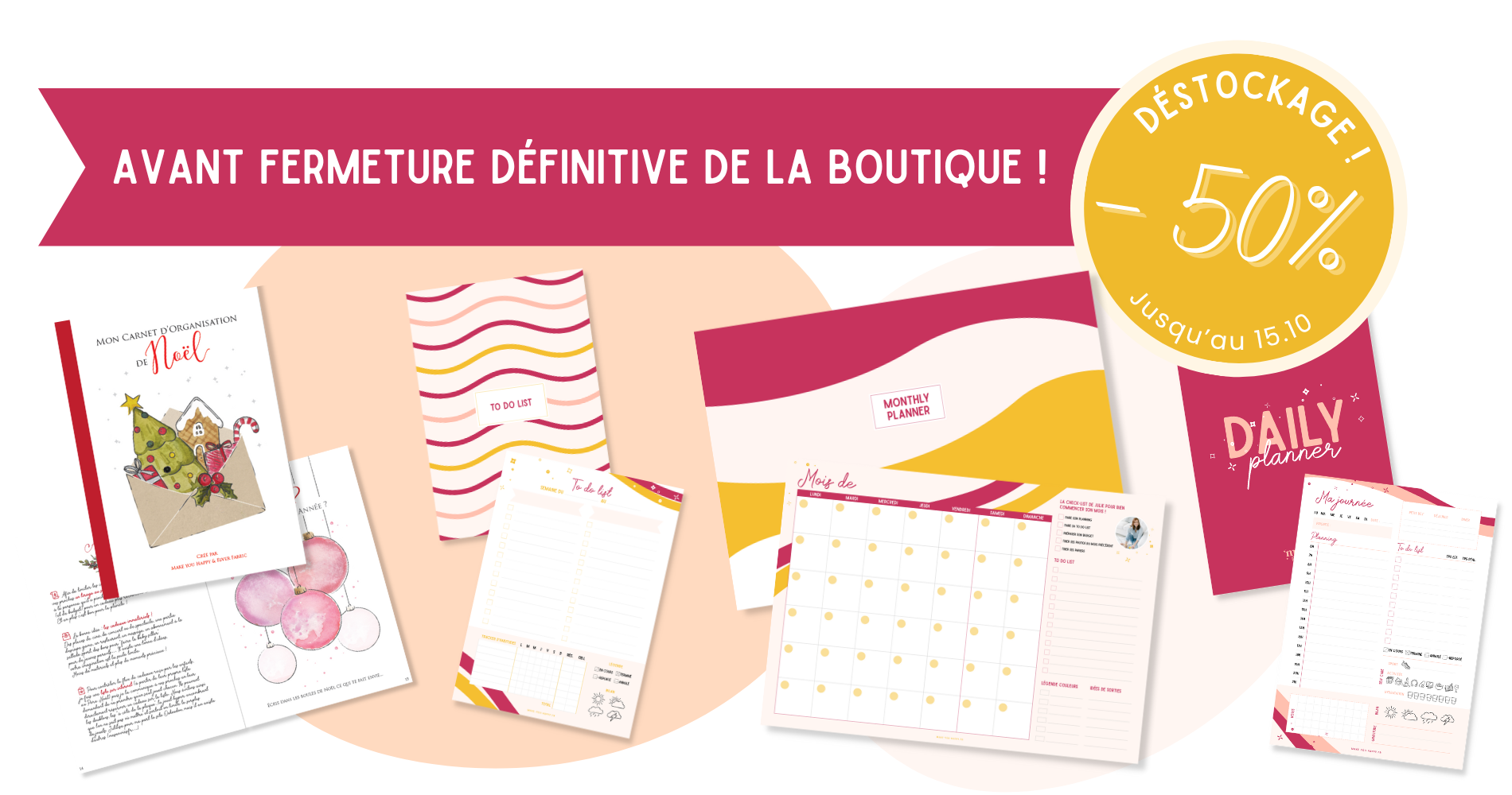 promotion sur les articles de papeterie d'organisation et carnet de noël