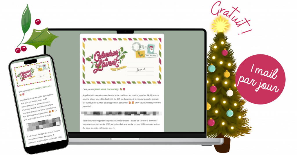 Calendrier de l'avent gratuit pour femmes, un mail par jour pour prendre soin de soi