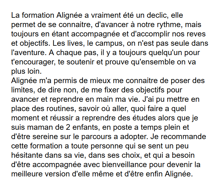 témoignage formation objectifs