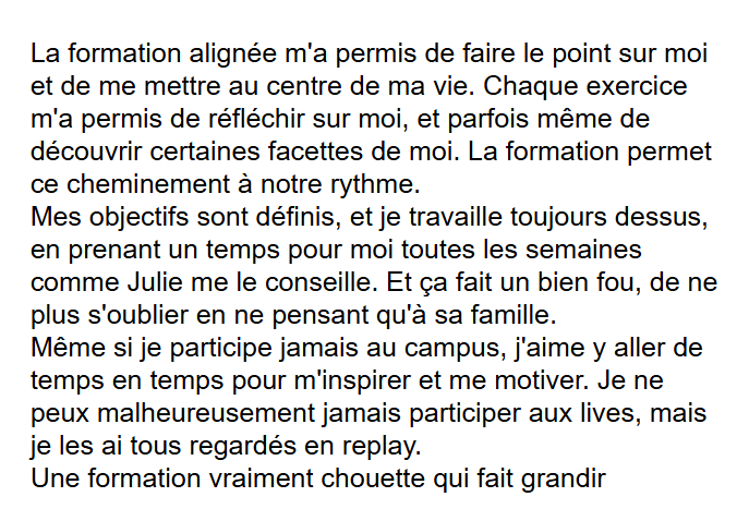 témoignage formation objectifs
